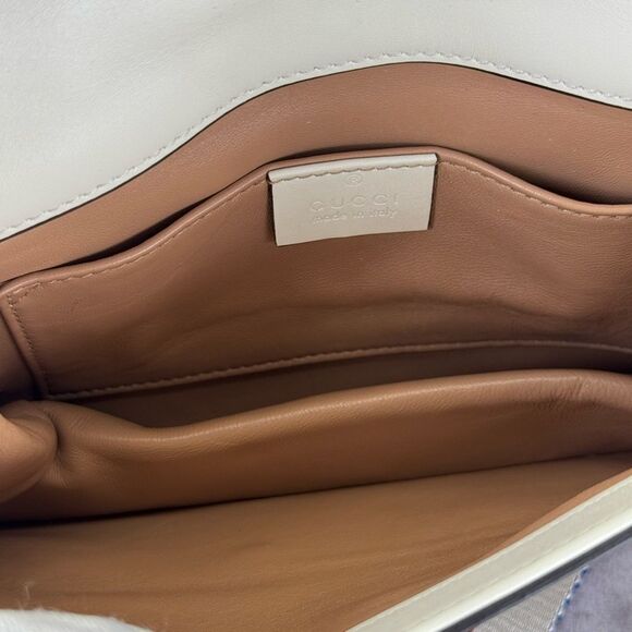 Gucci Rare Queen Margaret Pearl Web Nappa Leather Flap Broadway Bag - Picture 11 of 15